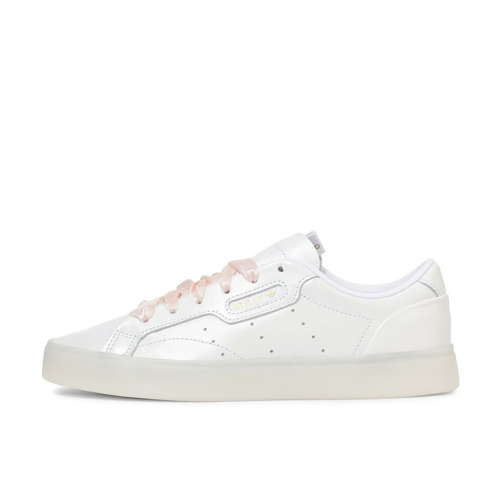 Adidas Originals Sleek 日本新發售 珠光 白色 緞帶鞋帶 基本款 小白鞋 JS1618