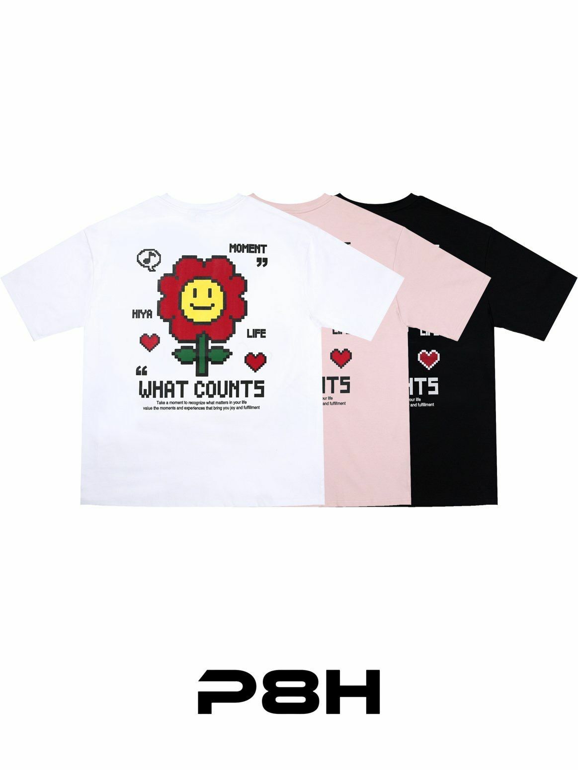 花花圖案英文字短袖Tee PLUS82HIYA-130T