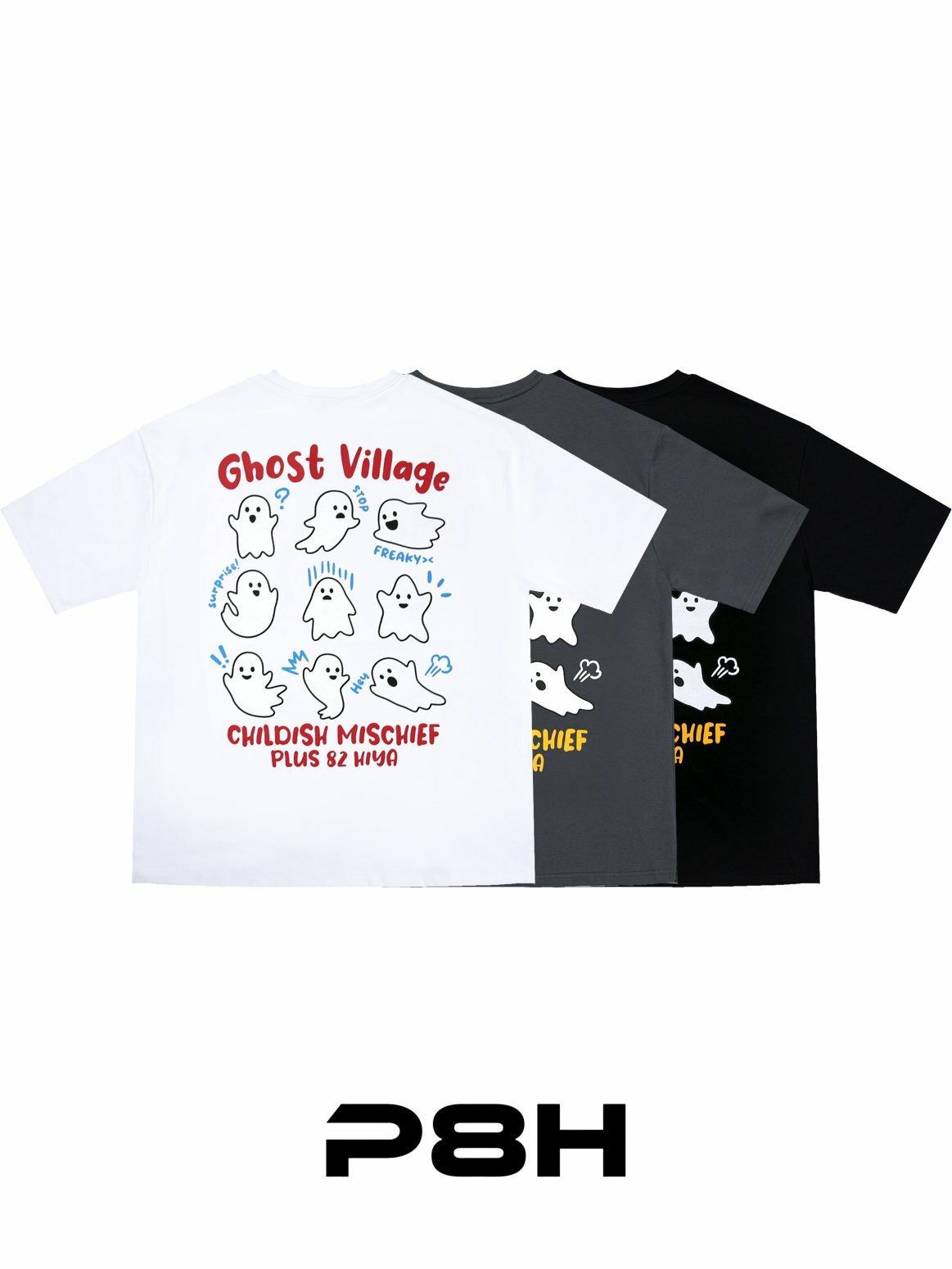 鬼魂圖案英文字短袖Tee PLUS82HIYA-138T