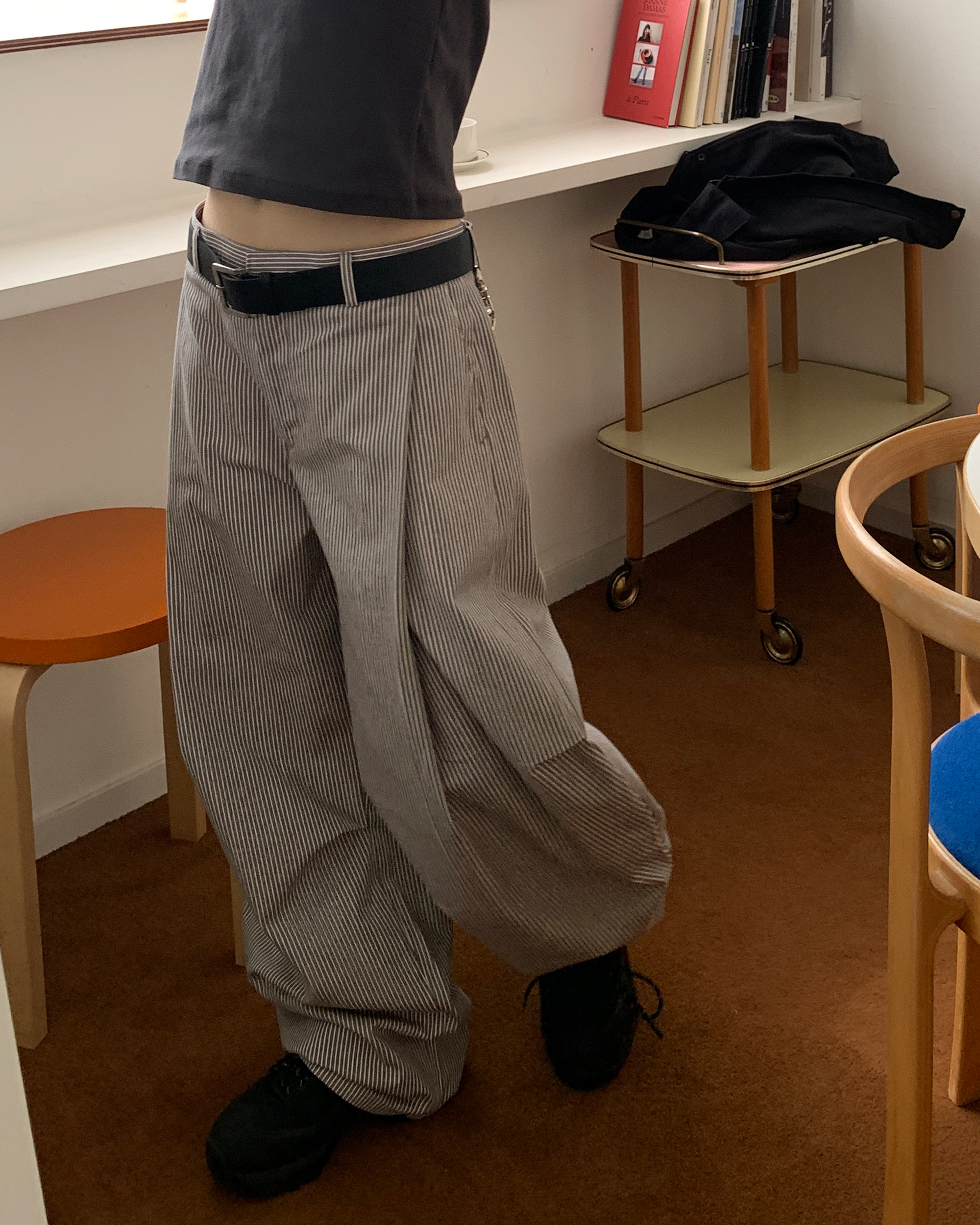 Striped Pintuck Loose Fit Balloon Pants