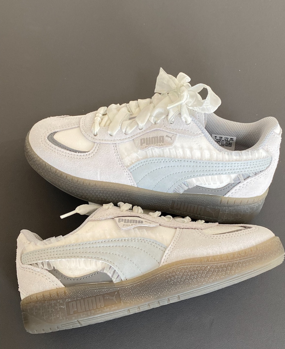 PUMA Palermo 女款復古厚底T字板鞋（灰色）