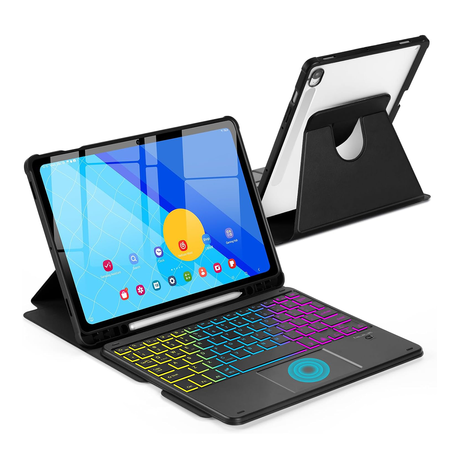 XPRO - Rotary leather - Samsung Galaxy Tab Keyboard Case 鍵盤皮革蓋面旋轉底殼高度防撞透明筆槽平板保護硬殼