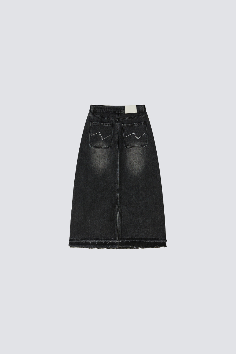 Distressed Wash Denim Skirt｜Black｜Hong Kong Original Design