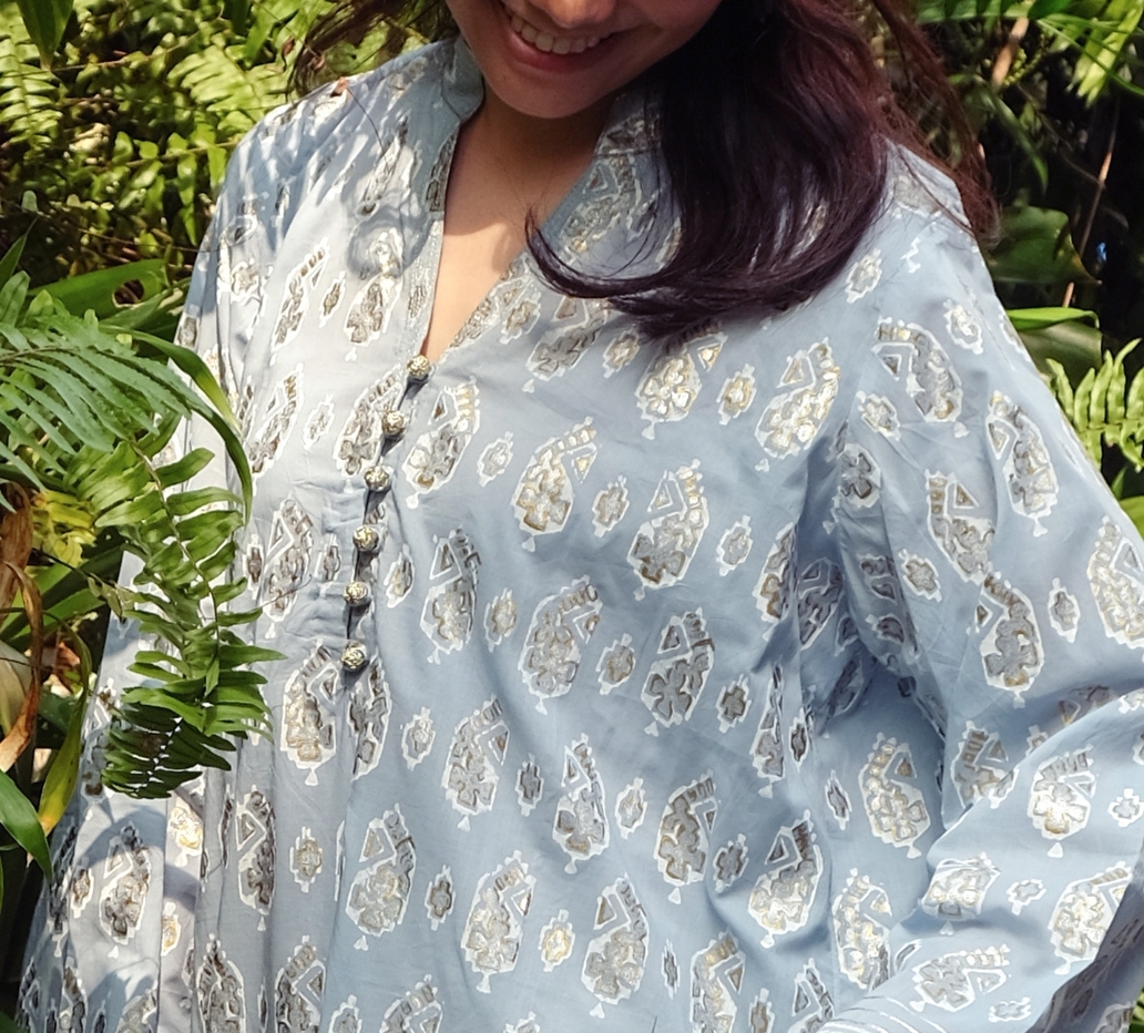 蓋染｜Kameez 罩衫 - 藍茜草 75｜巴基斯坦