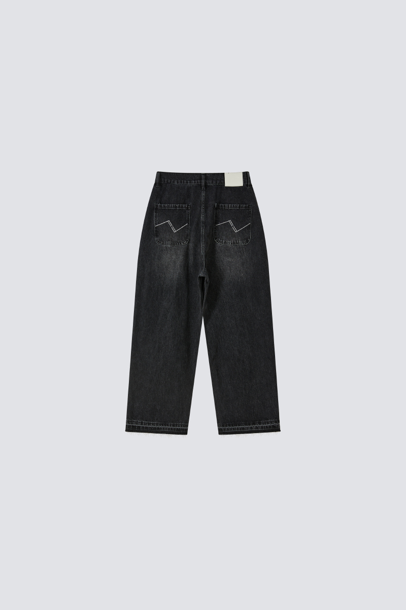 Cat Whisker Distressed Wash Denim Jeans｜Black｜Hong Kong Original Design