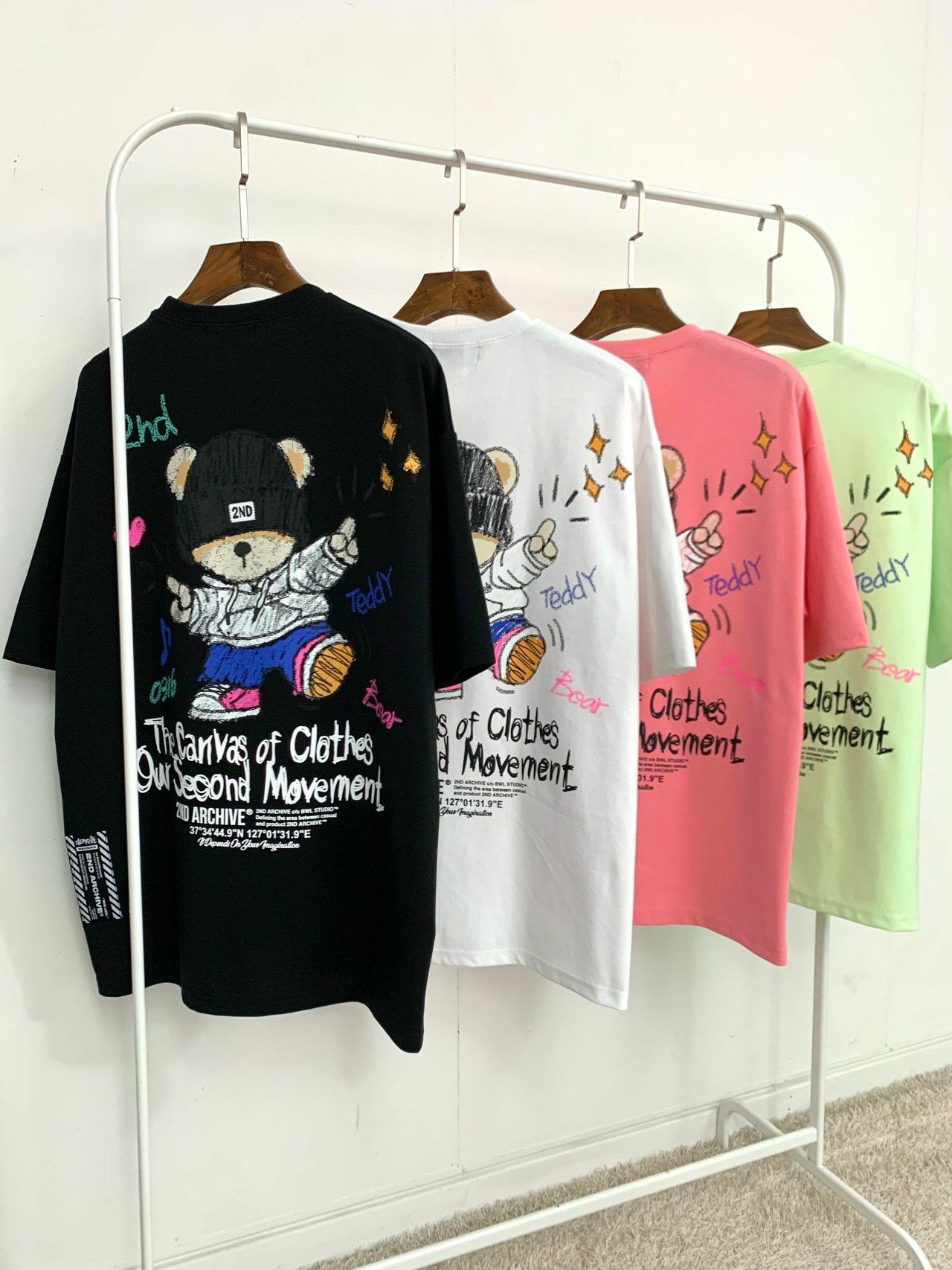 熊仔圖案英文字短袖Tee 2nd-244T