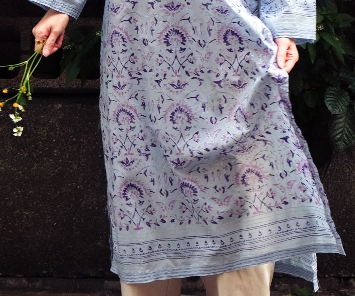 蓋染｜Kameez 罩衫 - 紫銀花 74｜巴基斯坦