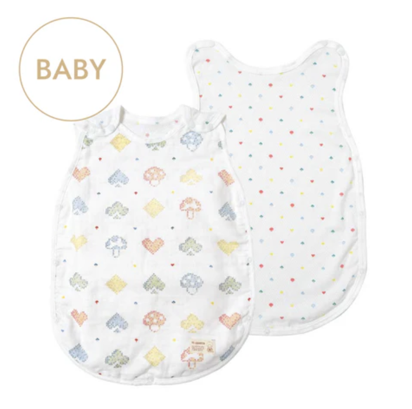 日本製 10mois PATTO MOTTO COOL 新款蘑菇雙層紗布嬰兒睡袋  含棉質網眼部分 嬰童版