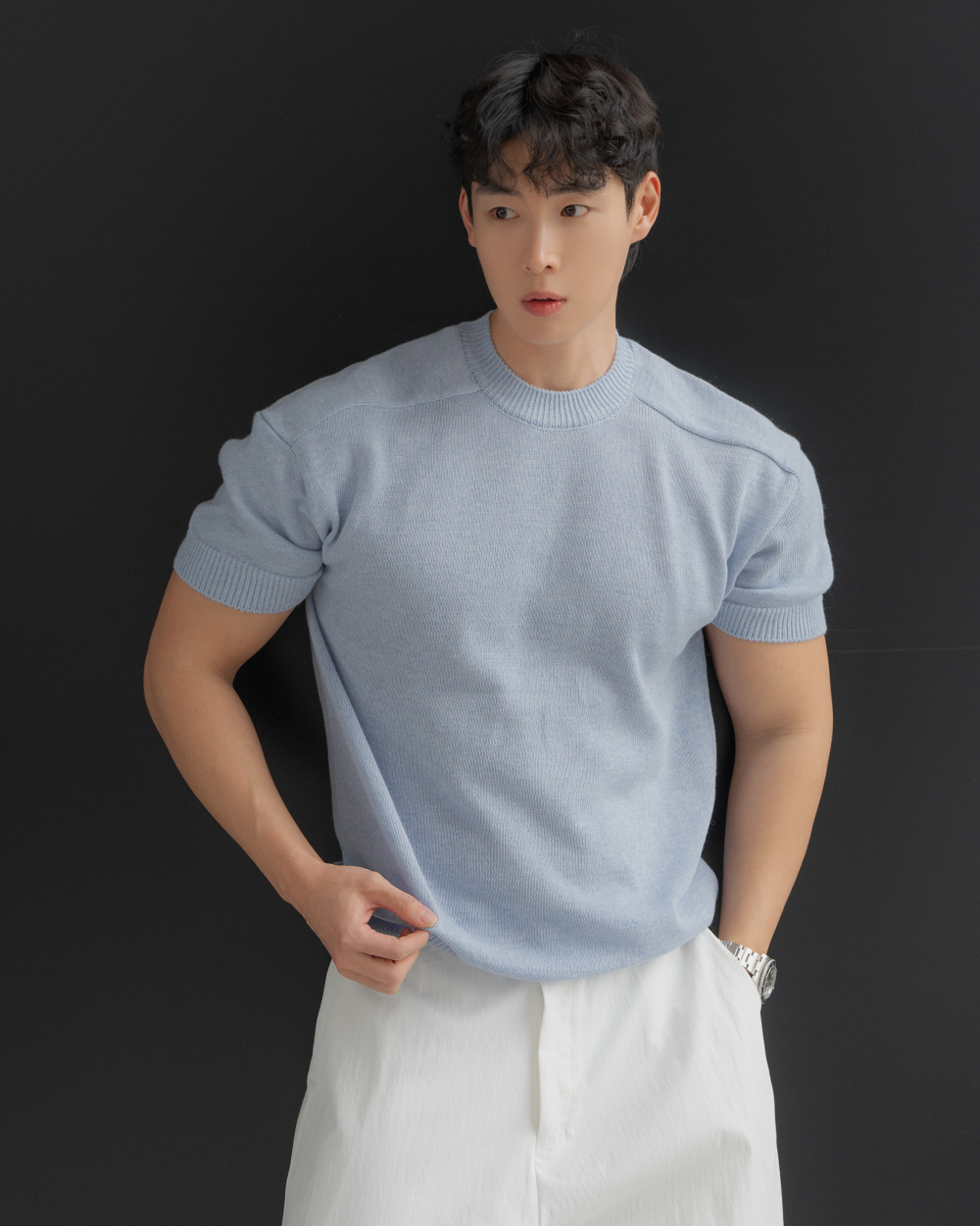 亞麻短袖針織衫