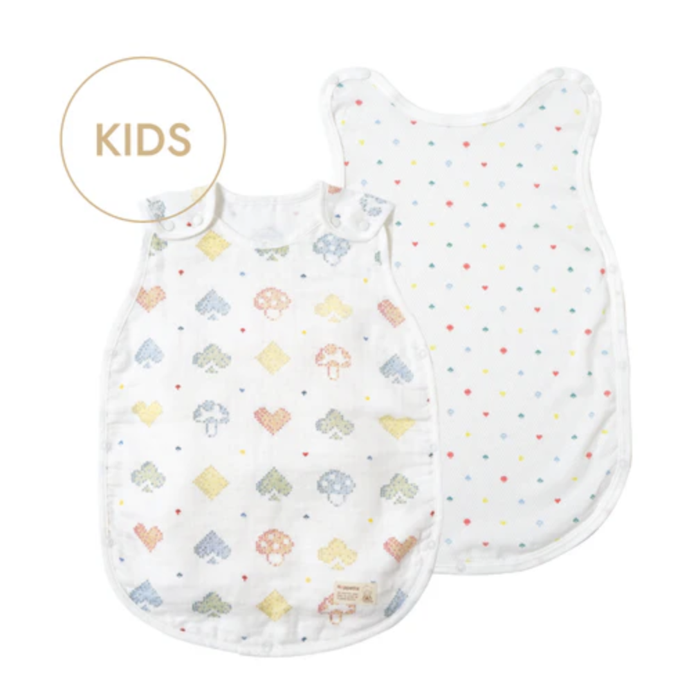 日本製 10mois PATTO MOTTO COOL 新款蘑菇雙層紗布嬰兒睡袋  含棉質網眼部分 幼童版