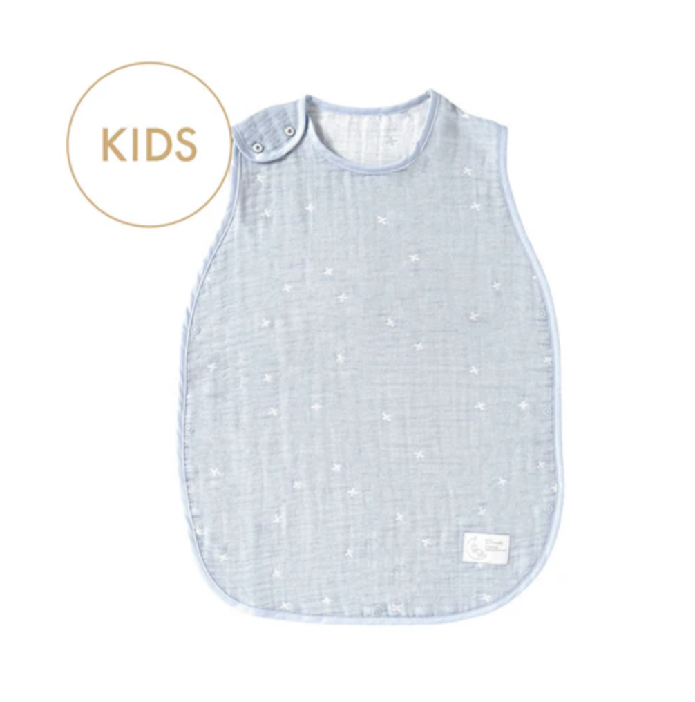 日本製 10Mois 十字星三重紗x天絲防踢睡袋-幼童版藍色