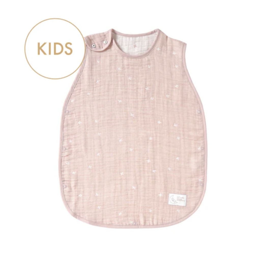 日本製 10Mois 十字星三重紗x天絲防踢睡袋-幼童版粉紅色