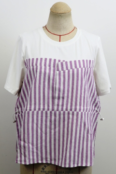 PL 粉色拼接條紋上衣 YCU00010A -T