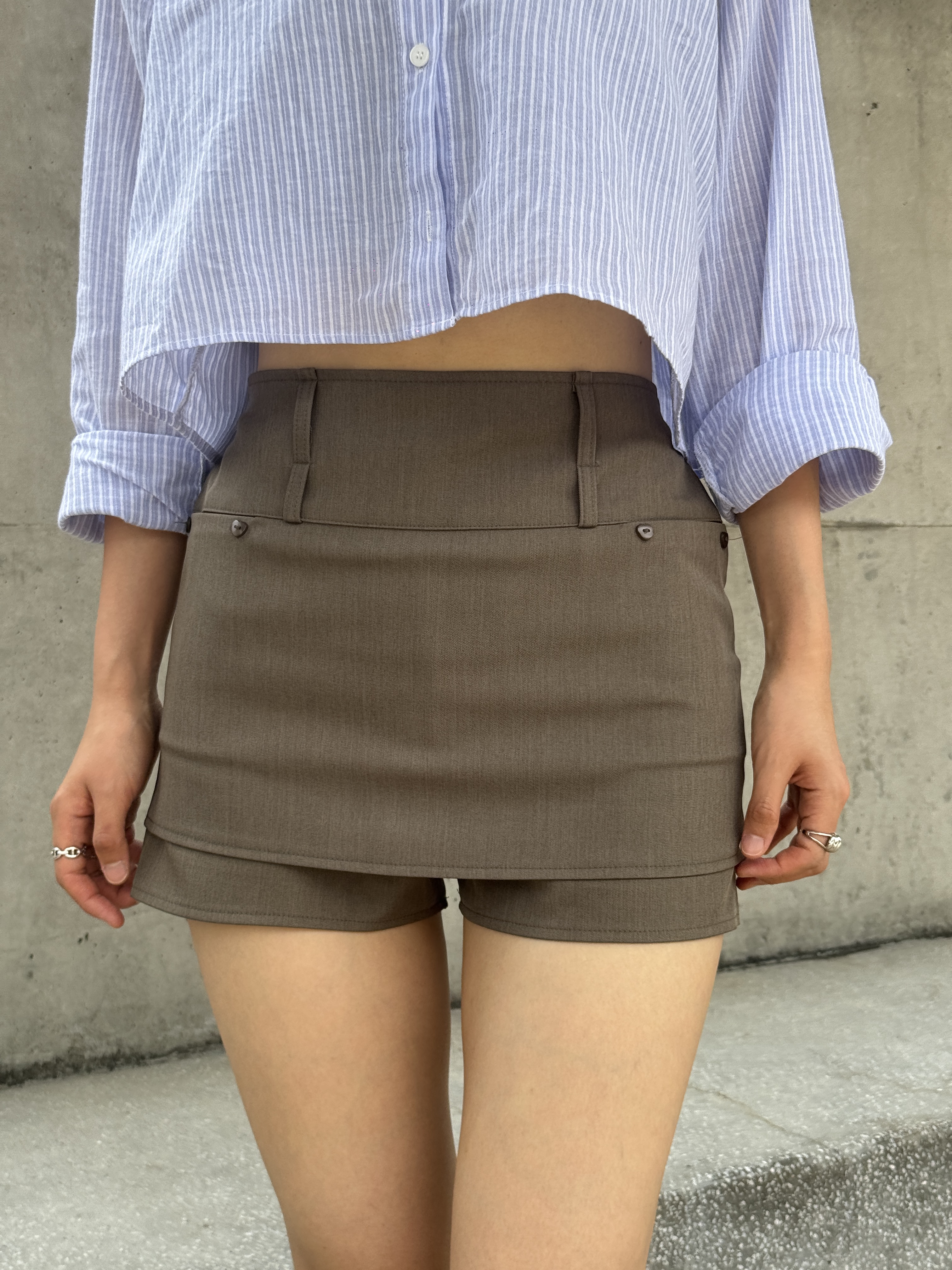 (現貨) 今年必買!西裝料裙褲 P4203 (啡/灰)