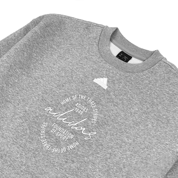 ADIDAS 大學T W BLUV Q3 SWT 灰色 草寫LOGO 內刷毛 長袖 女 IX3768