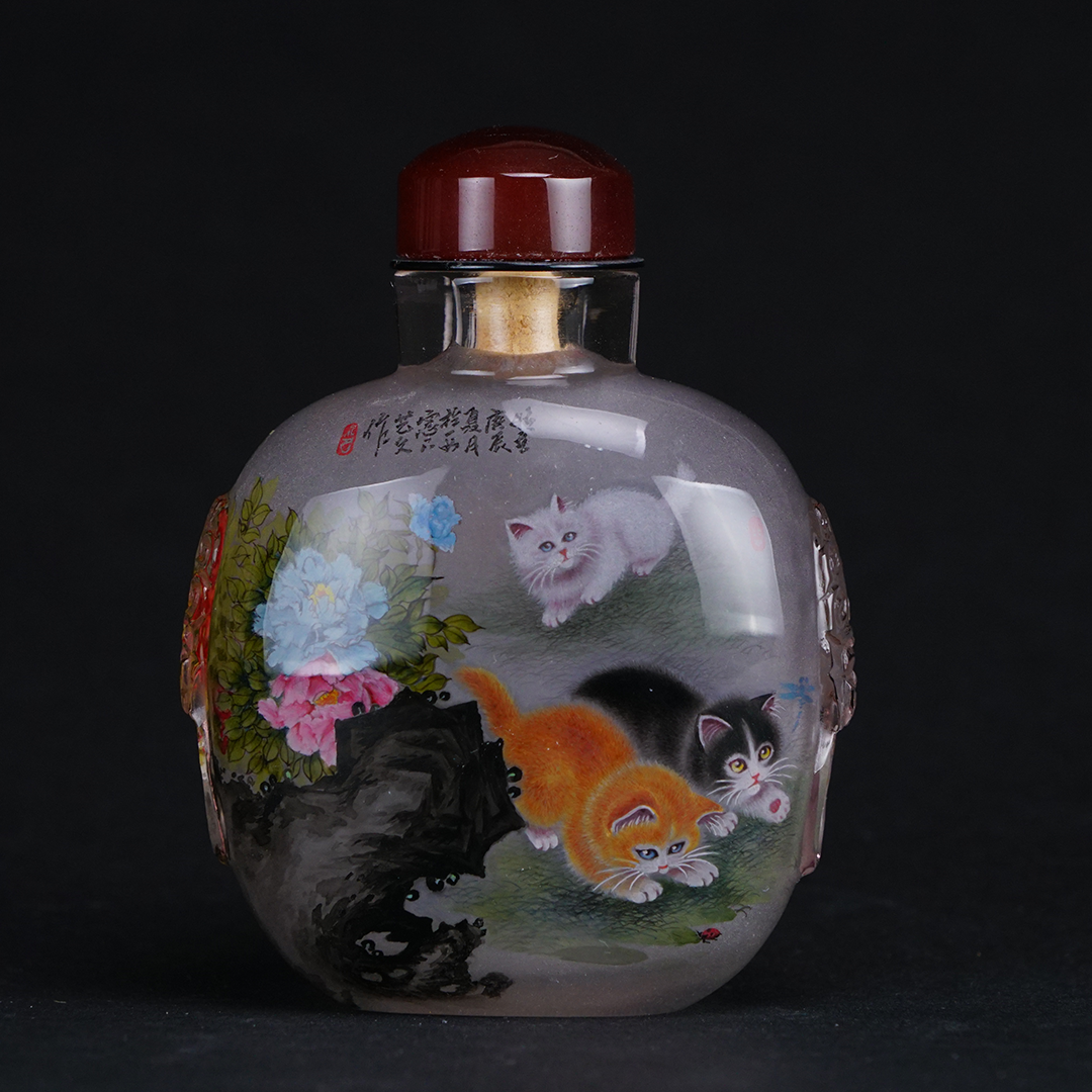 富貴貓鼻煙壺 瑞貓呈祥寓意富貴平安與福氣盈門