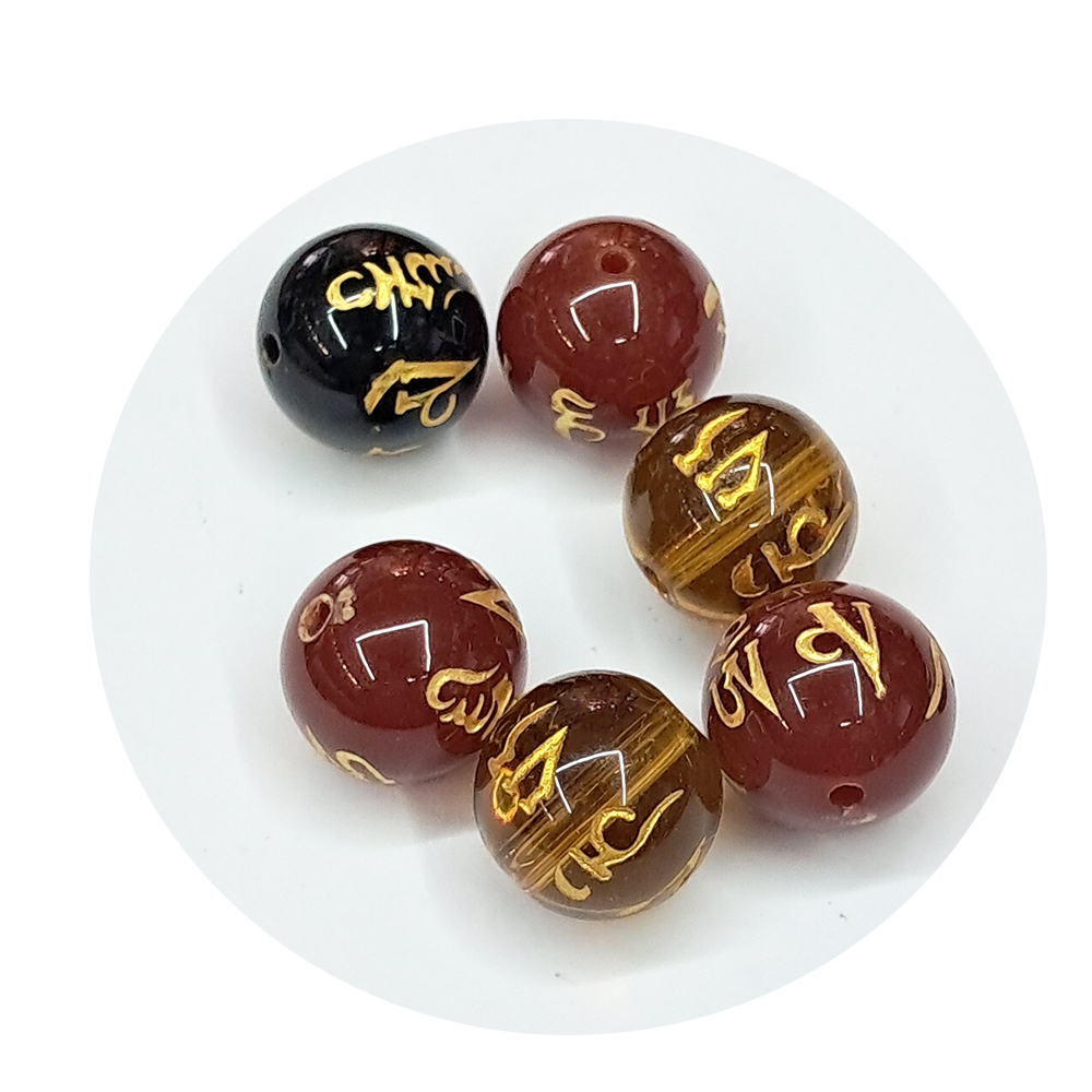 六字真言{紅玉髓}珠1.4公分【十方】144423