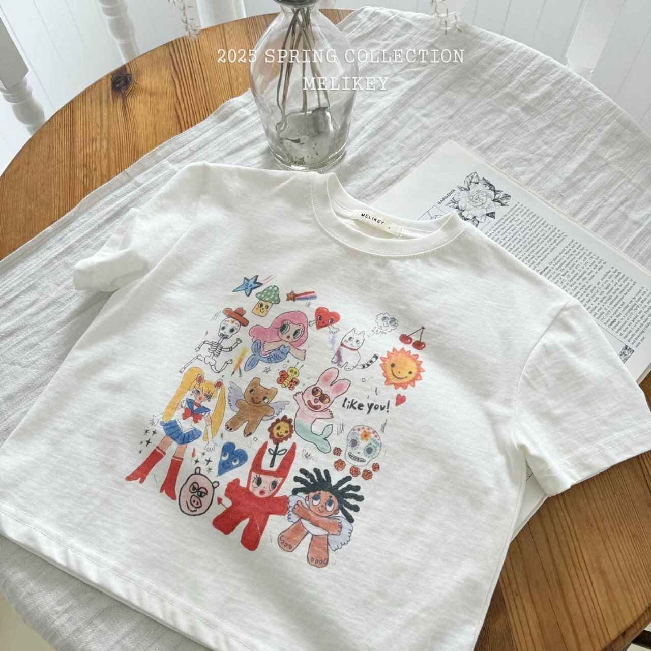韓國 Melikey - 25夏 美少女塗鴉上衣