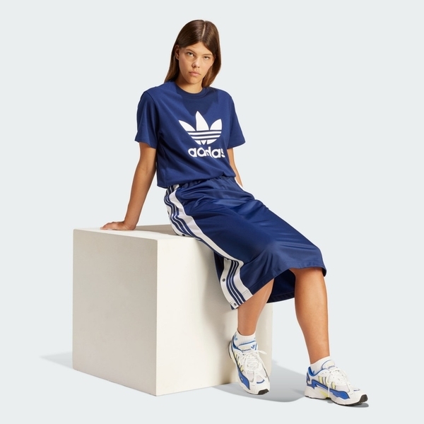 ADIDAS 長裙 ADIBREAK SKIRT 深藍色 排釦 復古長裙 女 IP0720