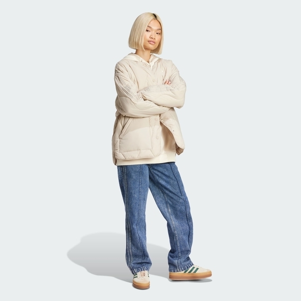 ADIDAS 外套 QUILTED LINER 米色 復古 絎縫外套 女 JJ4352