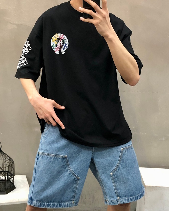 十字圓圈印花短袖T恤