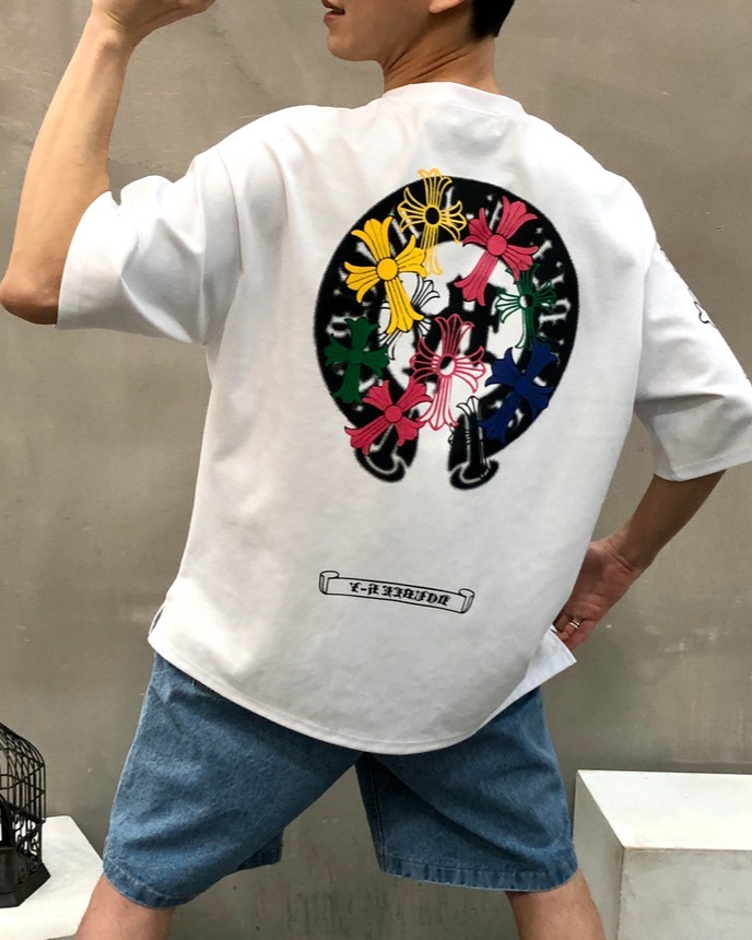 十字圓圈印花短袖T恤