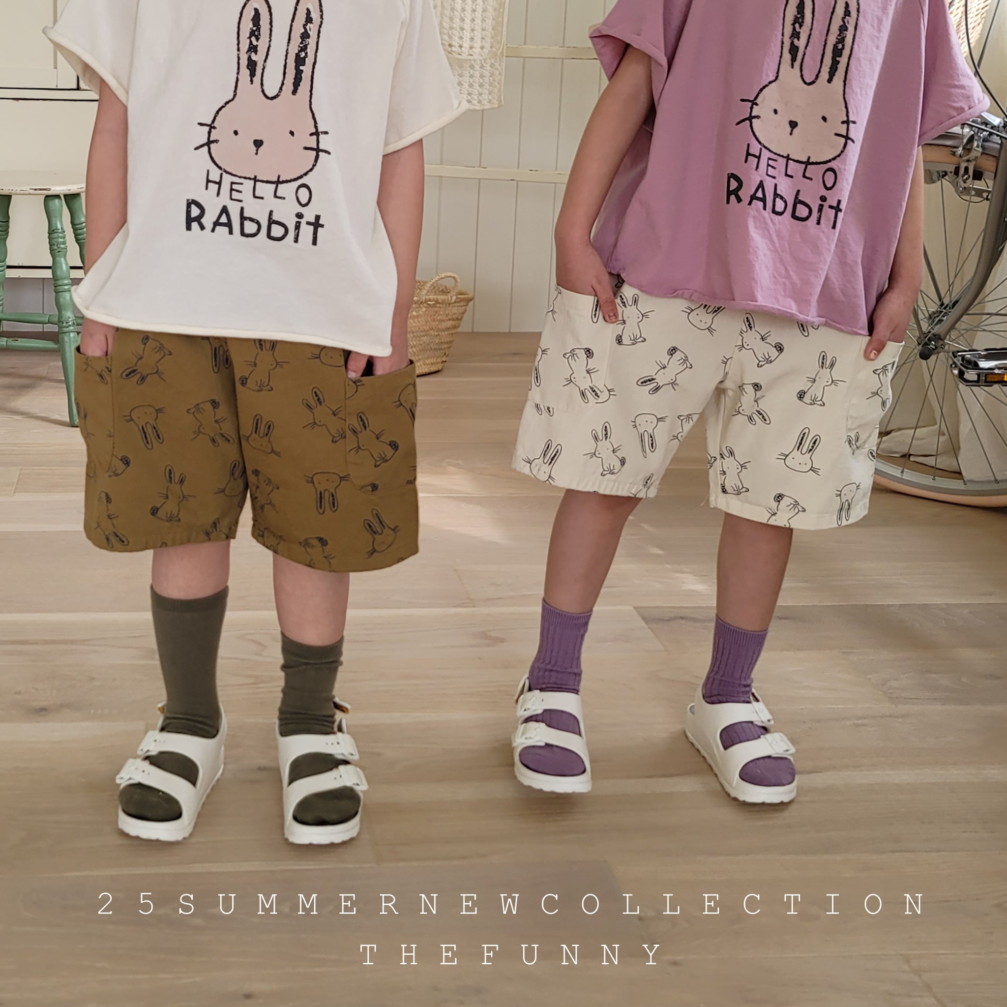 韓國 The Funny- 25夏 大口袋小兔短褲（兩色）