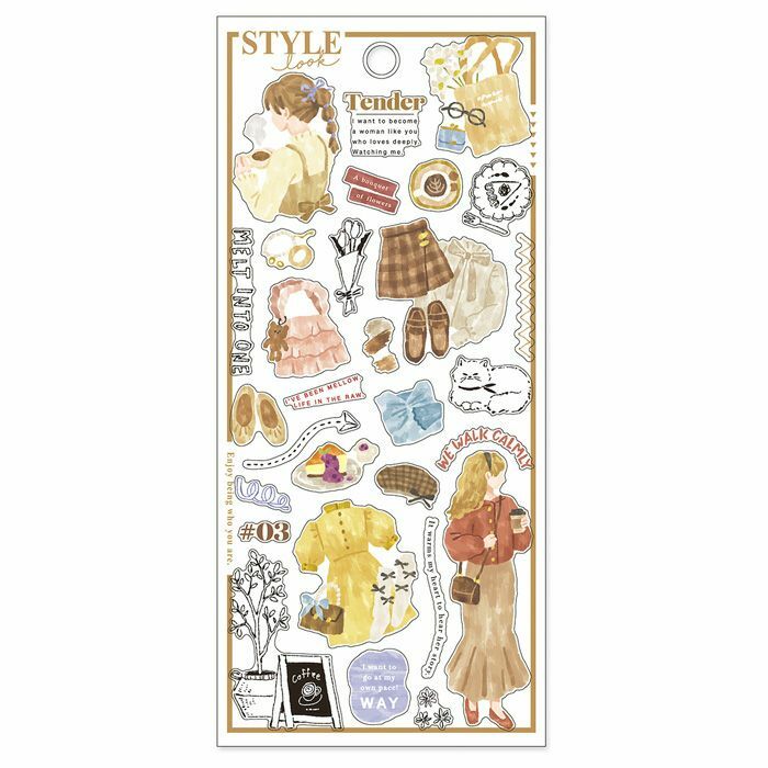 style look 雜誌風女孩 透明PET貼紙｜日本Mind Wave