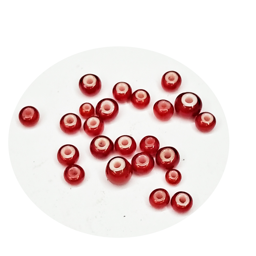 白底紅琉璃珠2個【十方】154609