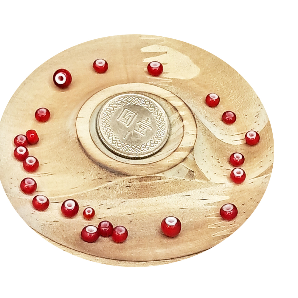 白底紅琉璃珠2個【十方】154609