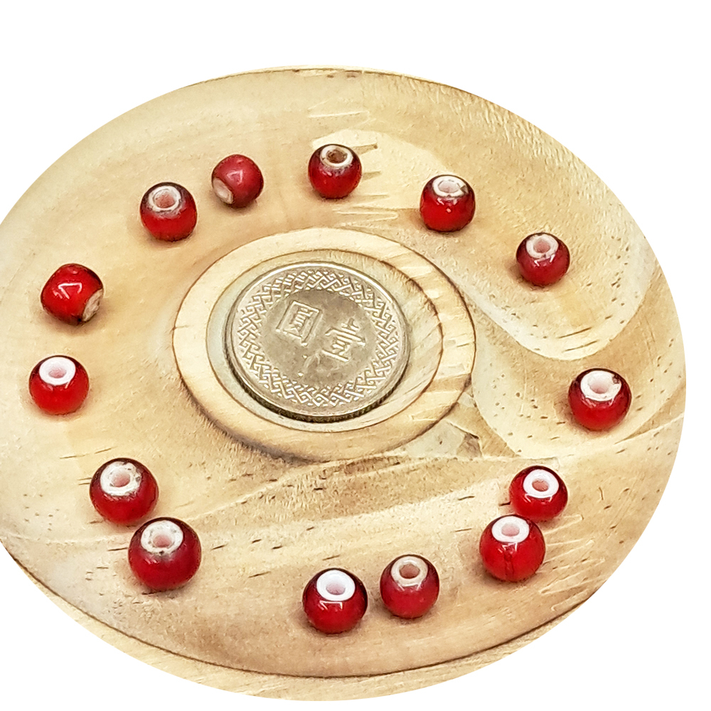 白心紅琉璃珠 配件3個【十方】154610