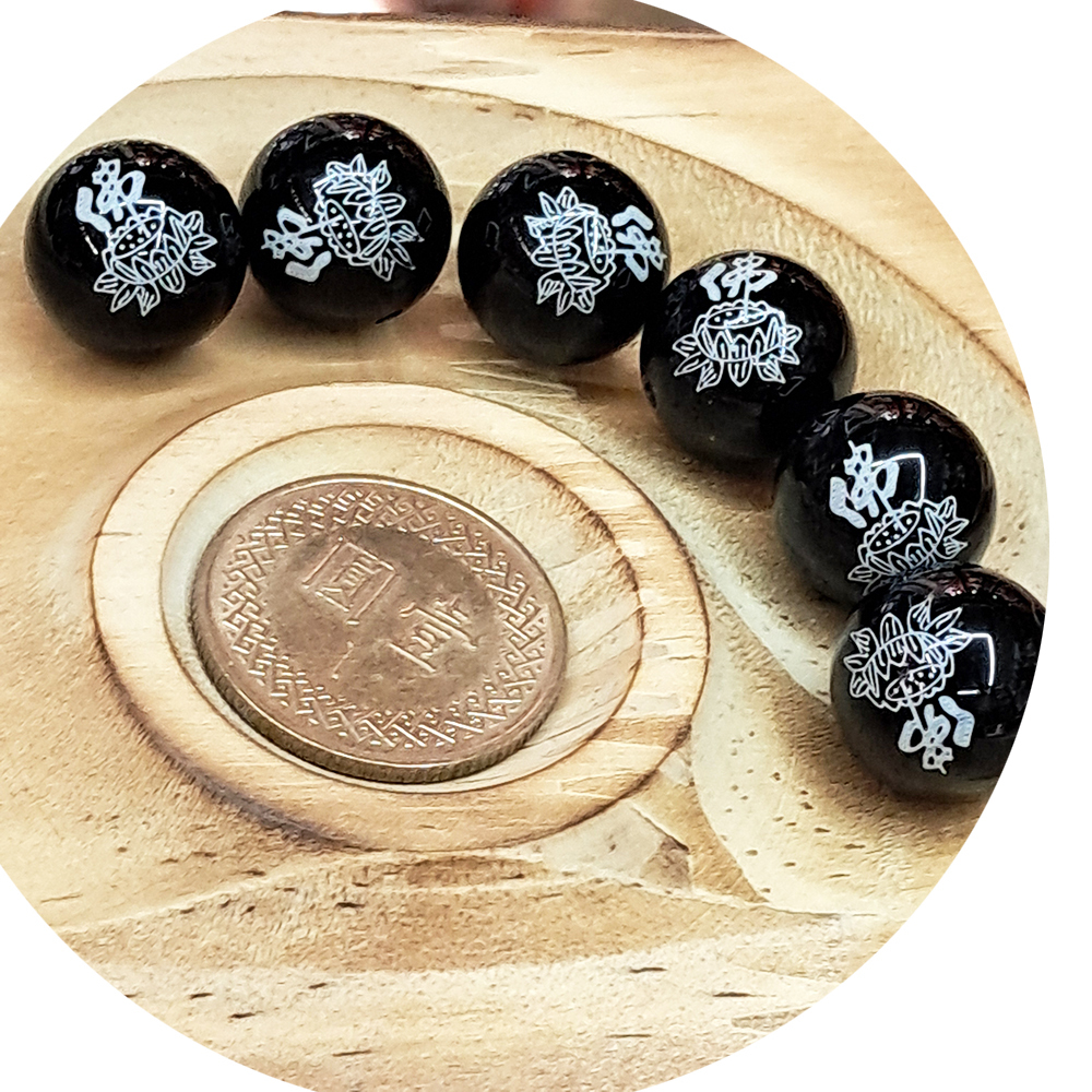 佛蓮花{黑玉髓}圓珠 配件1個【十方】154613