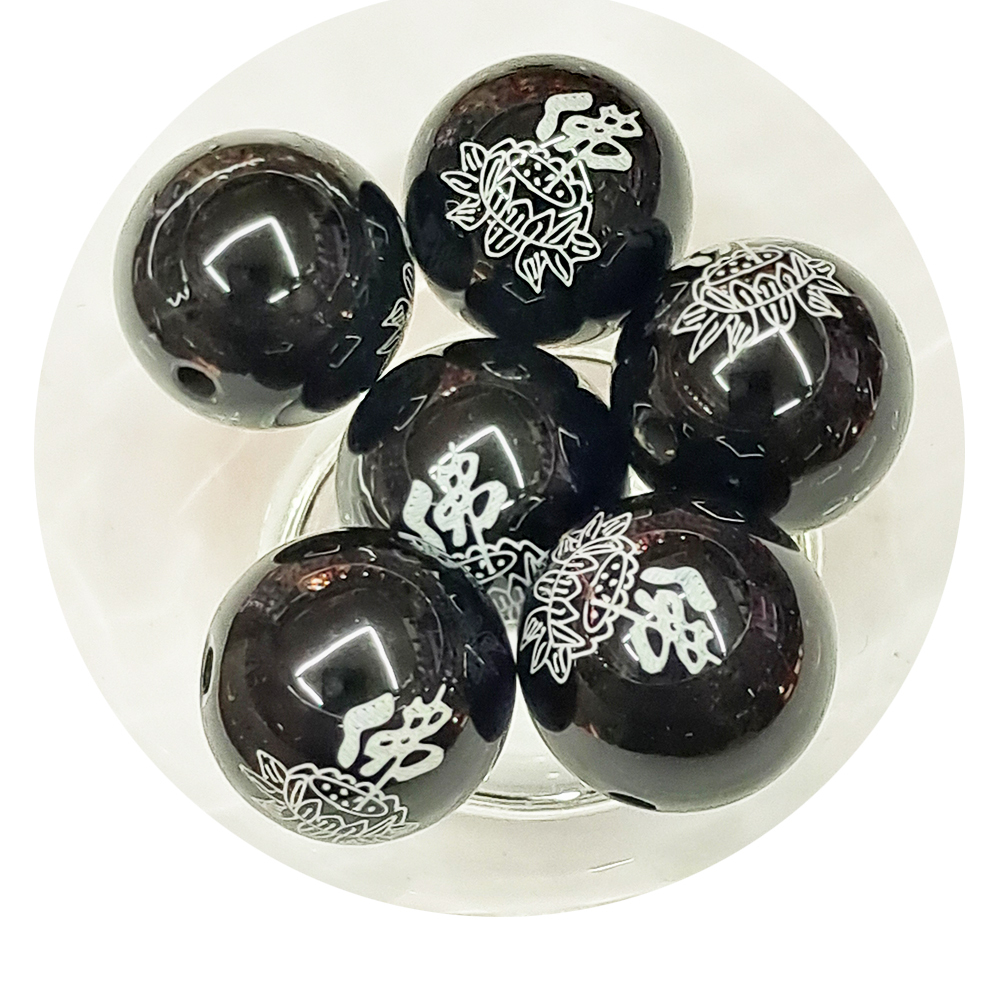 佛蓮花{黑玉髓}圓珠 配件1個【十方】154613