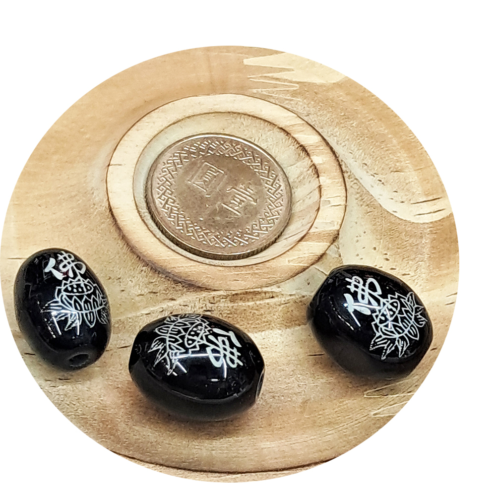 佛蓮花{黑玉髓}鼓珠 配件1個【十方】154614