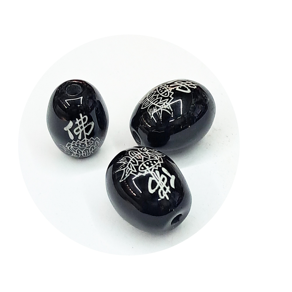 佛蓮花{黑玉髓}鼓珠 配件1個【十方】154614