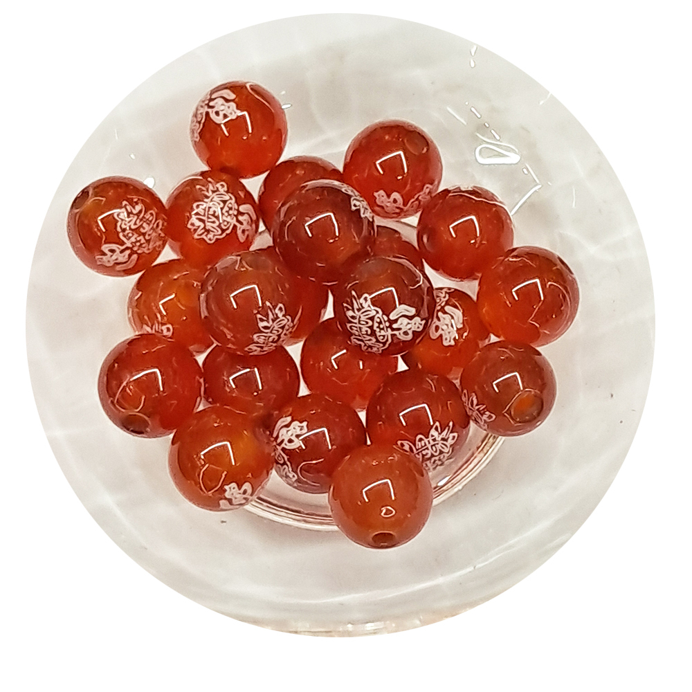 佛蓮花{紅玉髓}圓珠 配件2個【十方】154615