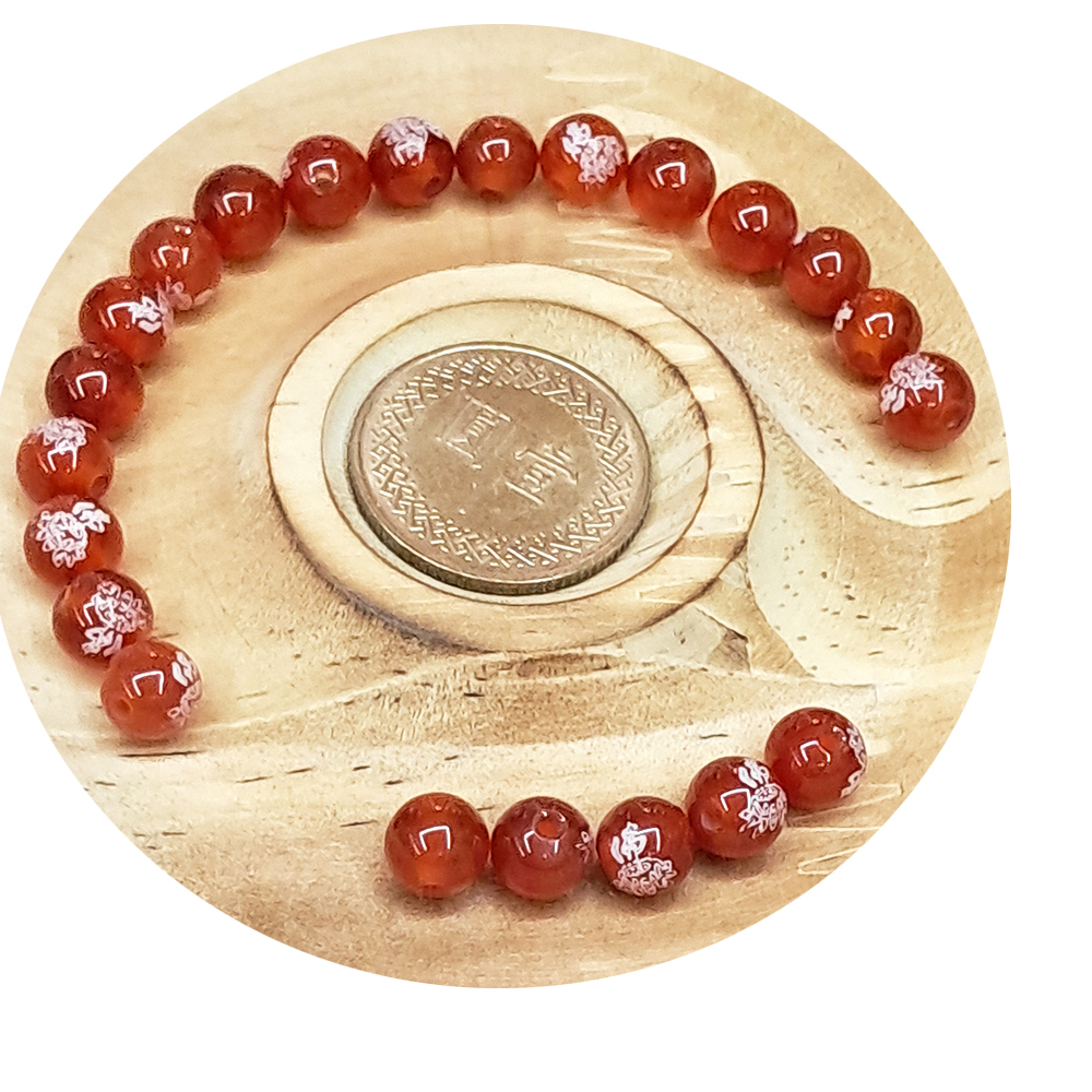 佛蓮花{紅玉髓}圓珠 配件2個【十方】154615