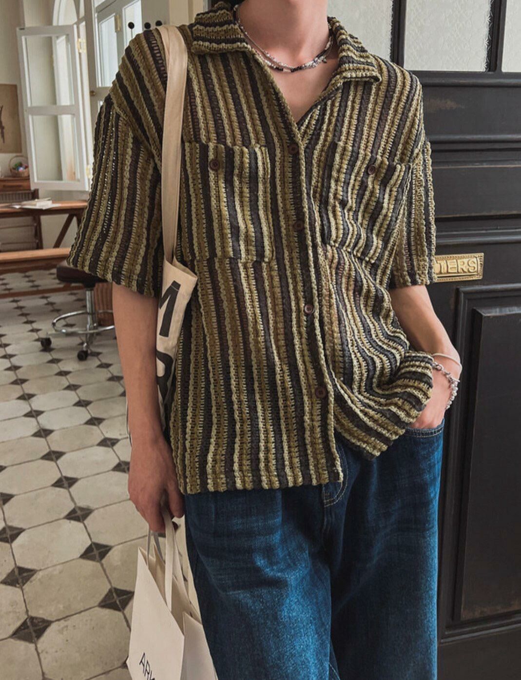 條紋短袖恤衫 S2125