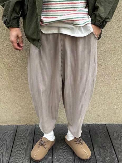 淨色暗直紋鬆身褲 PEACOCK-058P