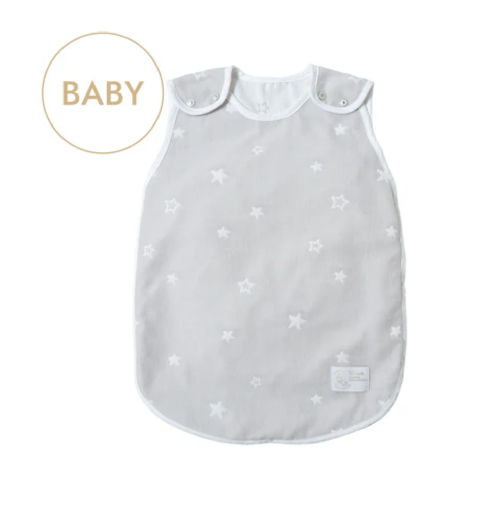 日本製 10Mois 雙層紗布嬰兒睡袋 灰色 x 白色