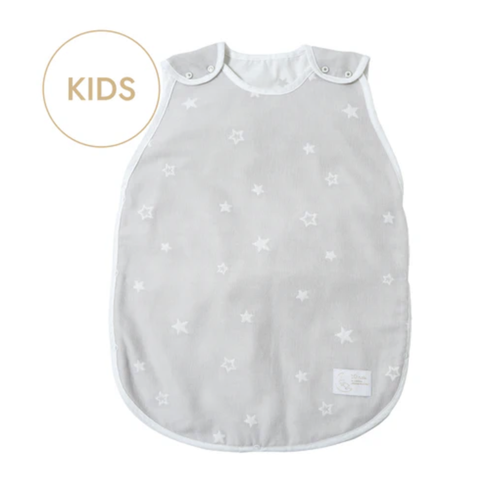 日本製 10Mois 雙層紗布幼兒睡袋 灰色 x 白色 幼童版