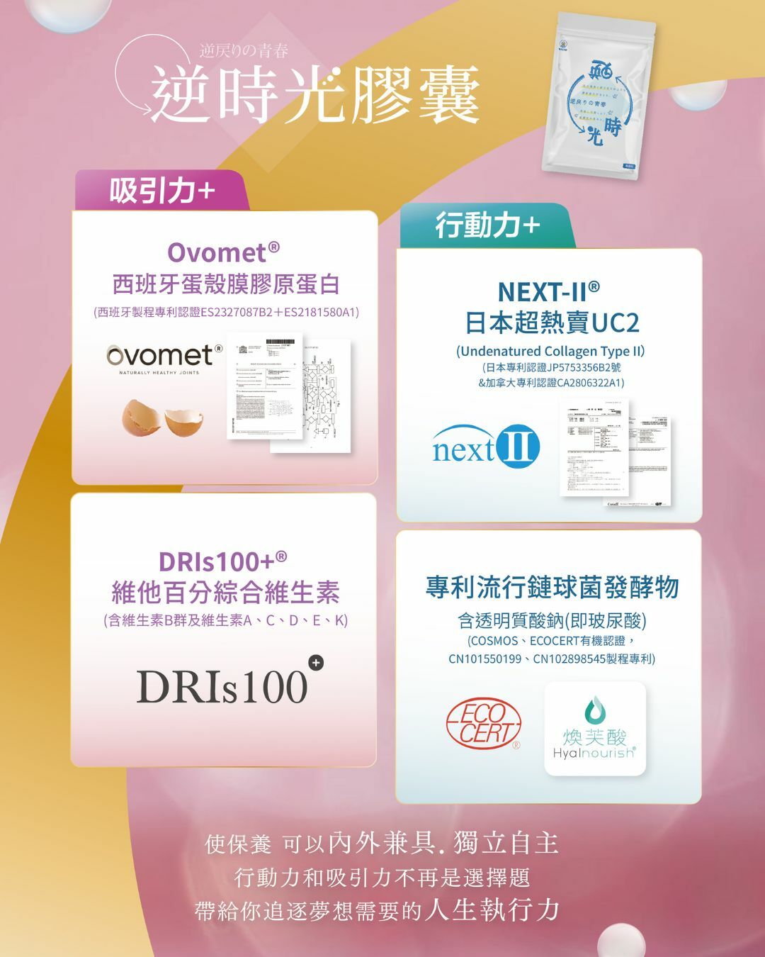 【逆時光膠囊】日本UC2×專利蛋殼膜膠原蛋白OVOMET®×玻尿酸｜醫師推薦