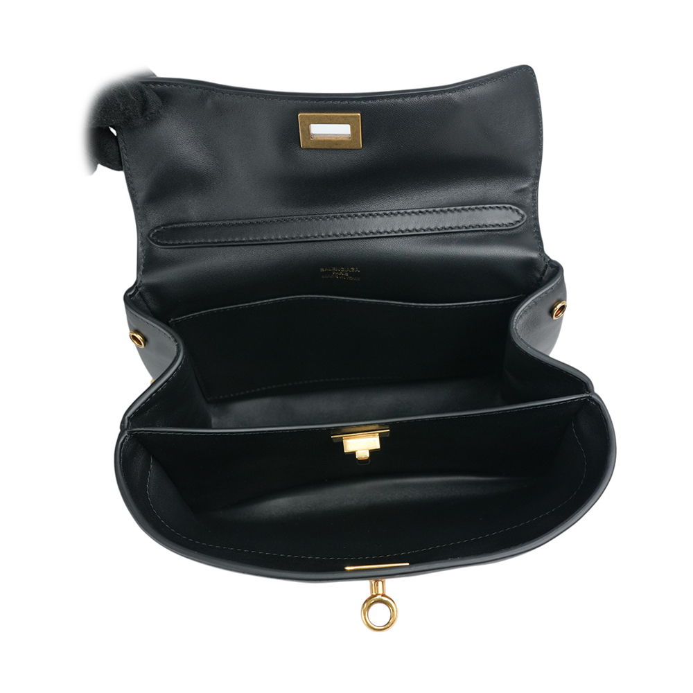 【BALENCIAGA】爆款Rodeo 金釦平滑小牛皮迷你手提/斜背二用包(黑色)795456 2AA4V 1000