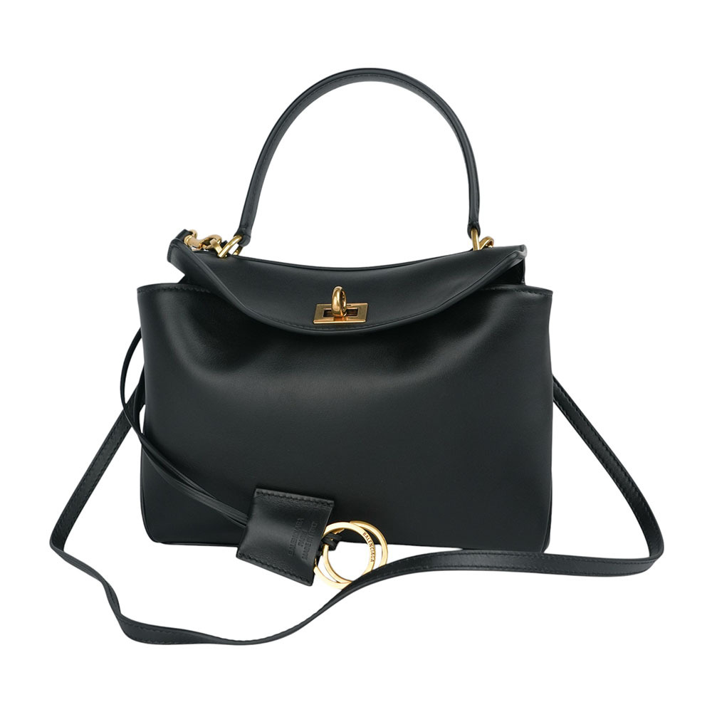 【BALENCIAGA】爆款Rodeo 金釦平滑小牛皮迷你手提/斜背二用包(黑色)795456 2AA4V 1000