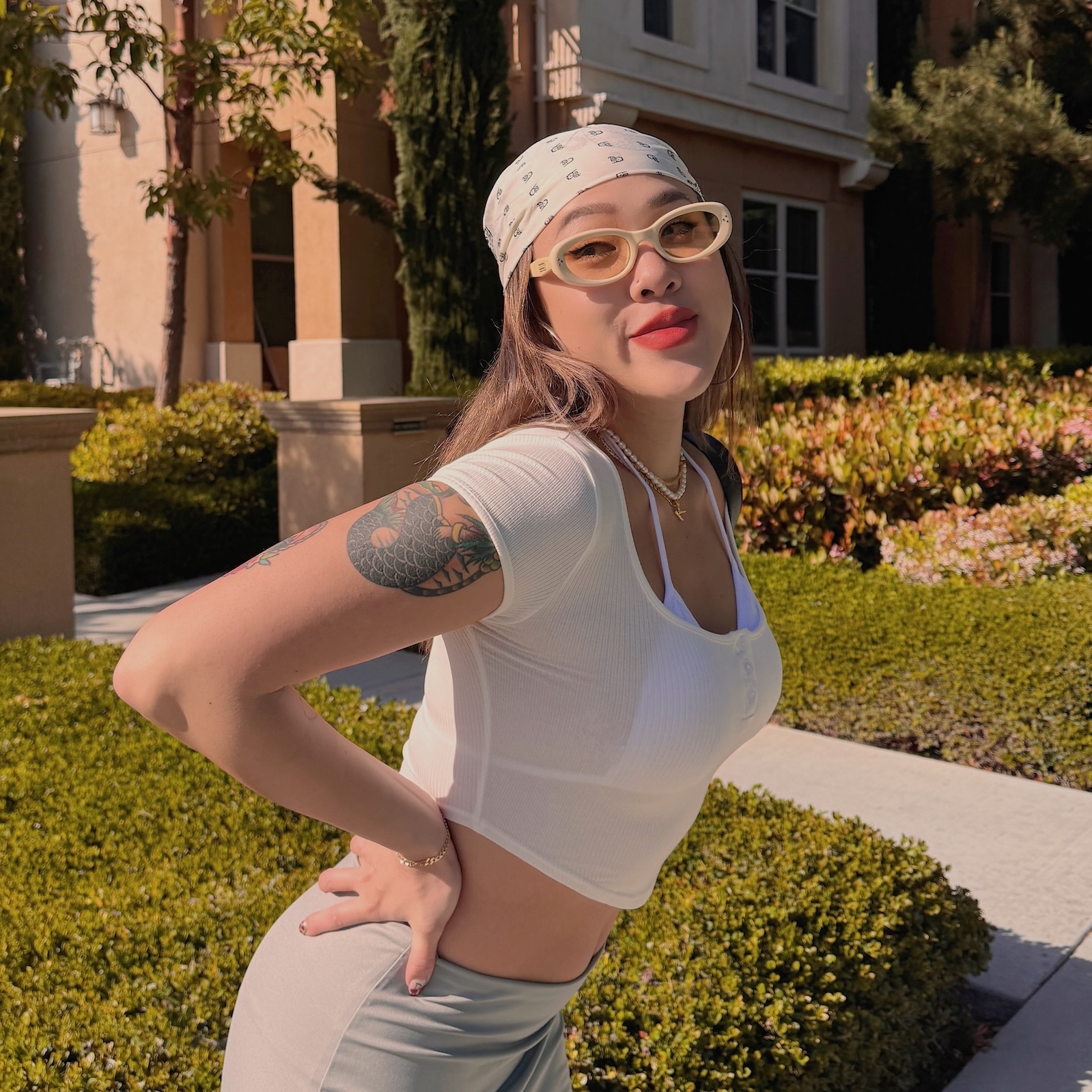 𝐑𝐢𝐛𝐅𝐥𝐞𝐱™LA bae🍒美式U領螺紋小短Tee(4色)