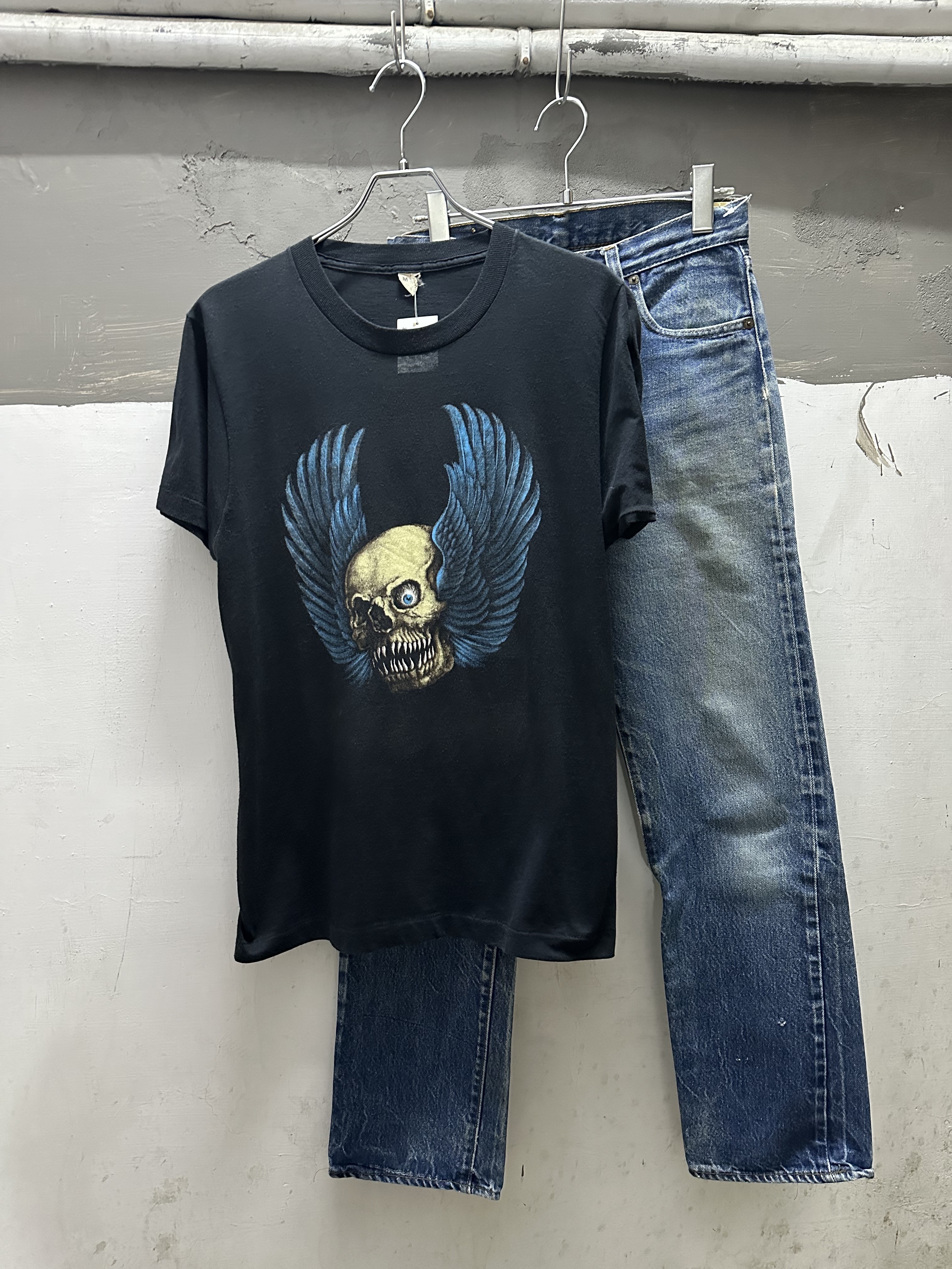 80s SKULL WING Tee Made in USA
