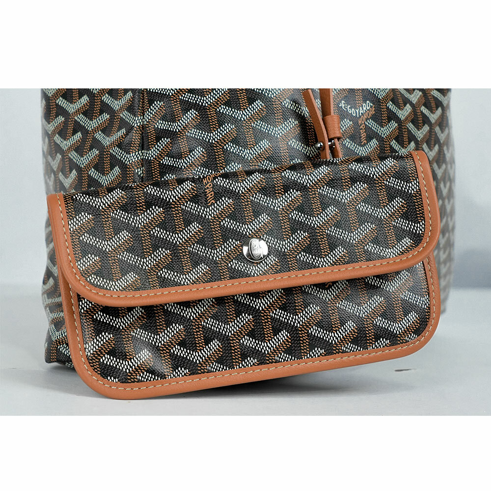 【GOYARDBoheme Hobo 拉鍊肩背包(黑色/棕色)BOHEMEPMLTY01CL03P