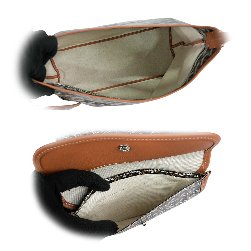 【GOYARDBoheme Hobo 拉鍊肩背包(黑色/棕色)BOHEMEPMLTY01CL03P