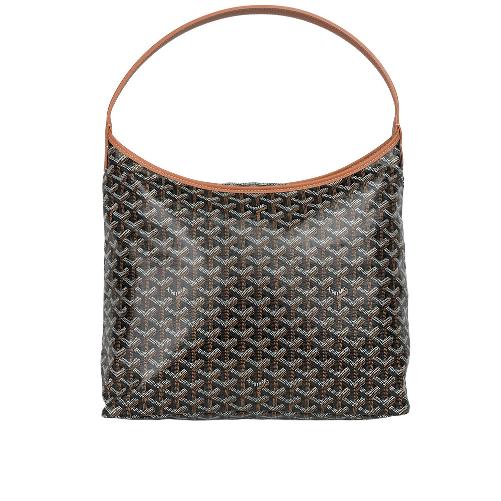 【GOYARDBoheme Hobo 拉鍊肩背包(黑色/棕色)BOHEMEPMLTY01CL03P