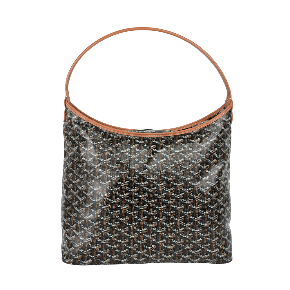 【GOYARDBoheme Hobo 拉鍊肩背包(黑色/棕色)BOHEMEPMLTY01CL03P